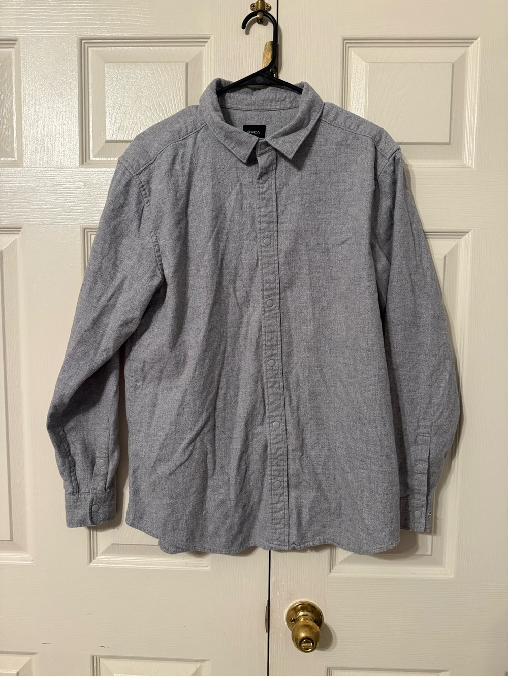 RVCA Men's Light Gray Button-Down Casual Shirt